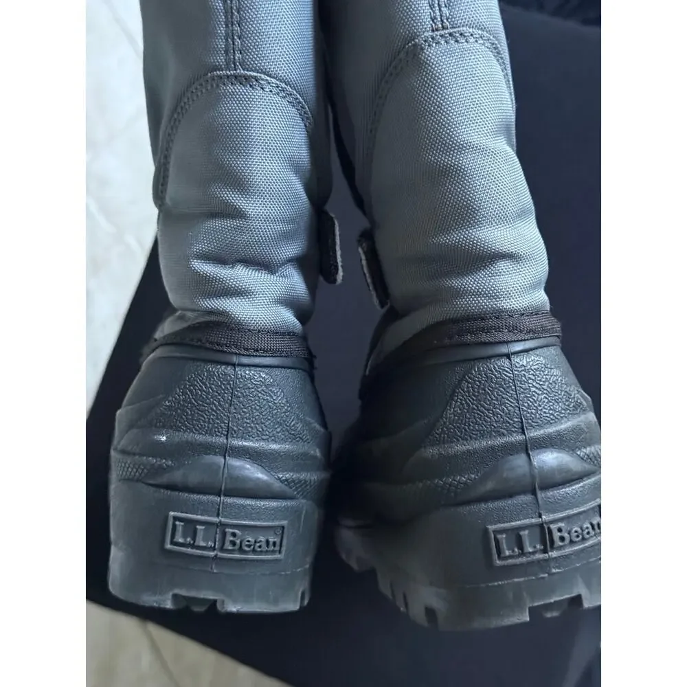 L.L. Bean Kids Size 4 Winter Snow Boots Waterproof Insulated Black Gray